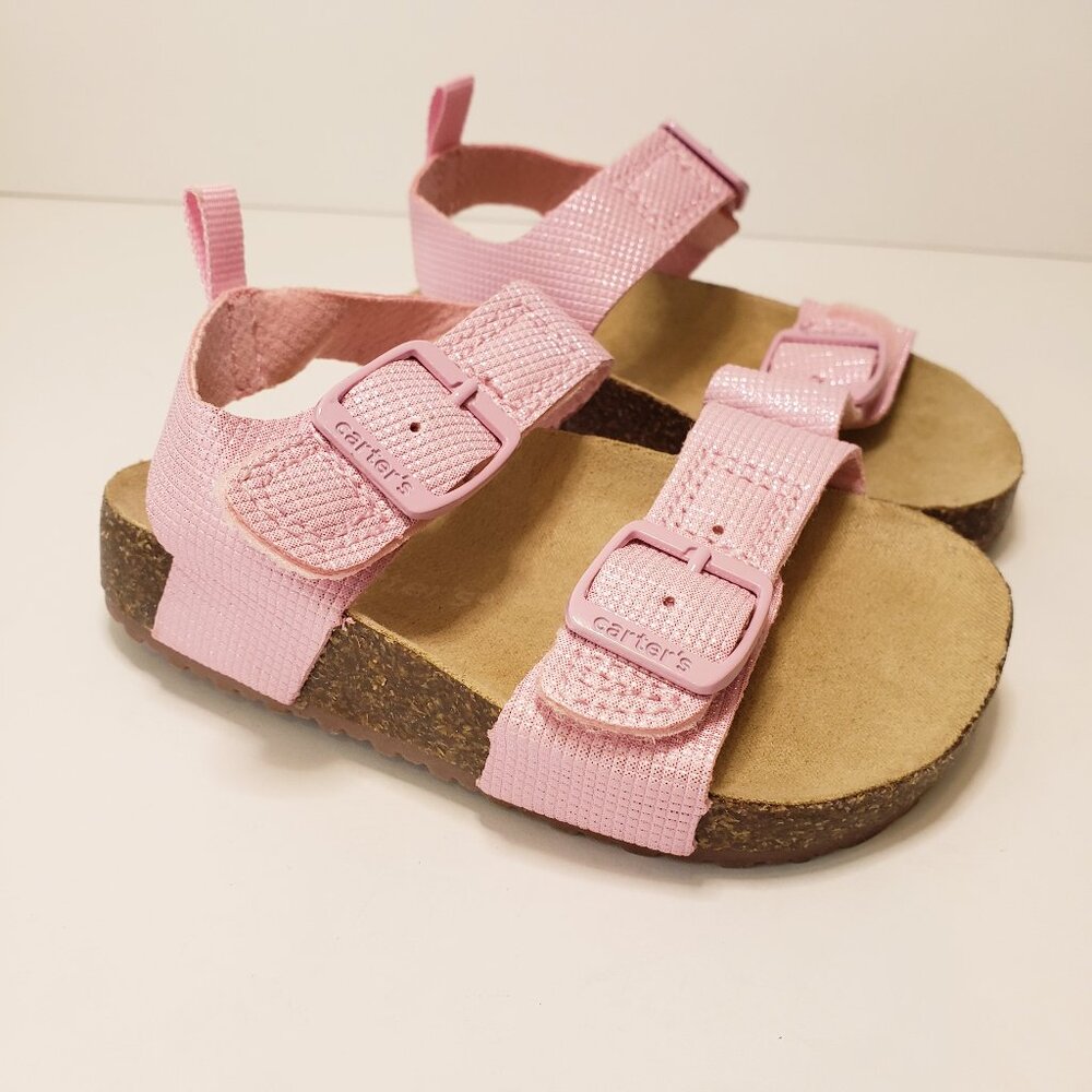 Carter's Duncan pink metallic glitter open toe sandal sz 5M